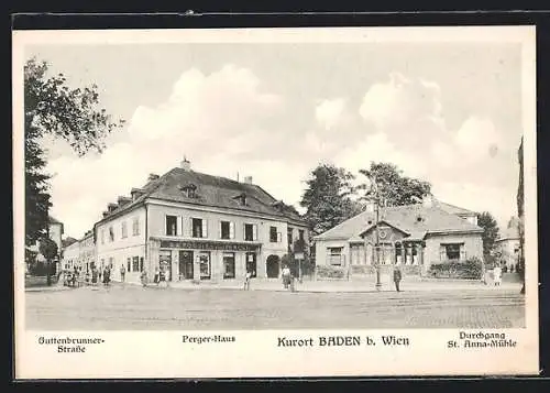 AK Baden b. Wien, Guttenbrunner-Strasse, Perger-Haus