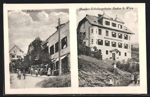 AK Baden b. Wien, Musiker-Erholungsheim, Idyll in der Hochstrasse