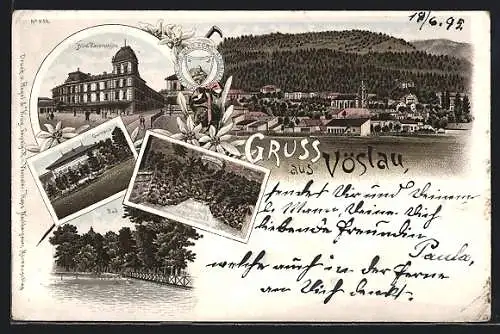 Lithographie Vöslau, Hotel Zwierschütz, Curhaus, Bad