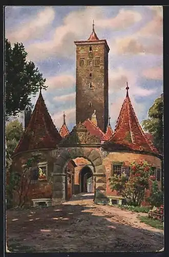 Künstler-AK Vinzenz Marschall: Rothenburg o. d. Tauber, das Burgtor
