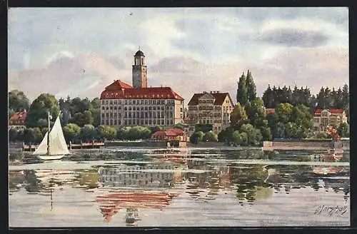 Künstler-AK Vinzenz Marschall: Bad Schachen a. Bodensee, Panorama