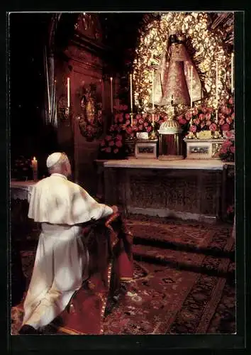 AK Einsiedeln, Kniender Papst in der Kirche