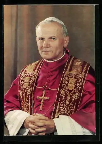 AK Papst Johannes Paul II., Portrait im roten Gewand