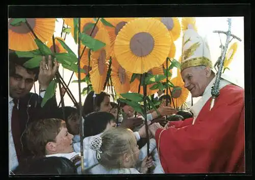 AK Papstbesuch Belgien, Holland, Luxemburg, Begrüssung von Kindern