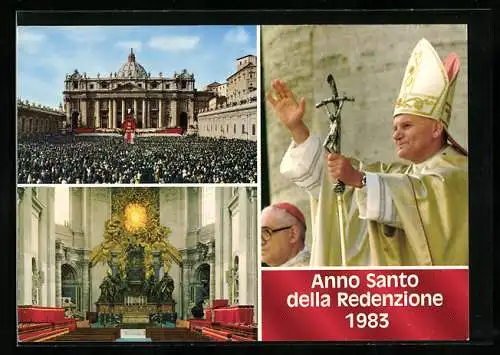 AK Vatikan, Papst Johannes Paul II. Menschenmenge vor dem Petersdom, Anno Santo della Redenzione 1983