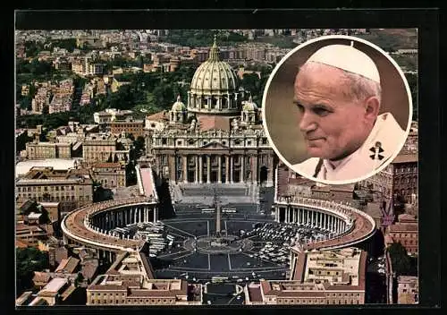 AK Bildnis Papst Johannes Paul II. und Ausblick auf den Petersdom