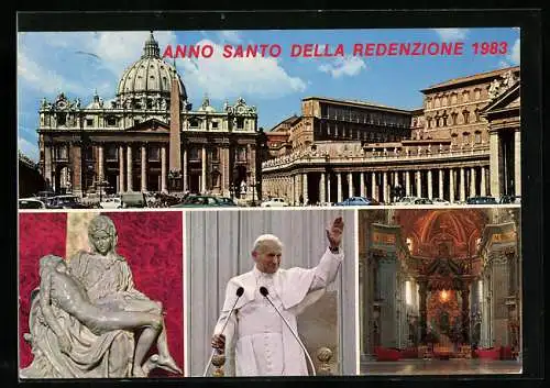 AK Vatikan, Petersdom, Pietà, Papst Johannes Paul II.