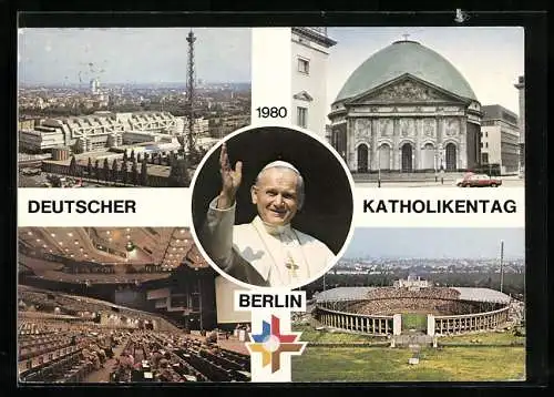AK Berlin, Deutscher Katholikentag 1980, Porträt Papst Johannes Paul II.