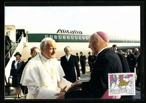 AK Gran Bretagna, Papstbesuch 1982, Begrüssung des Papstes am Flughafen