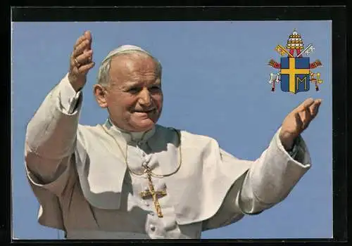 AK Papst Johannes Paul II. verkündet das Wort Gottes, Wappen