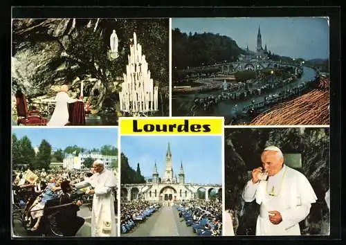 AK Lourdes, Pilgerfahrt von Papst Johannes Paul II.