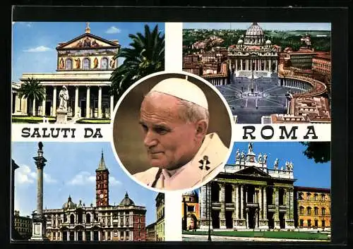 AK Rom, Portrait von Papst Johannes Paul II. mit Petersplatz