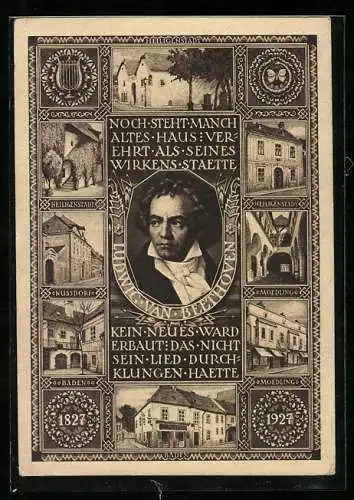 AK Portrait Ludwig van Beethoven, Geburts- & Wohnhäuser
