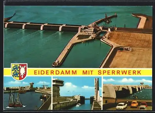AK Wesselburenerkoog, Eiderdamm mit Sperrwerk