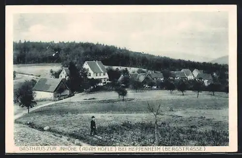 AK Heppenheim /Bergstrasse, Ortsansicht mit Gasthaus zur Inhöhe