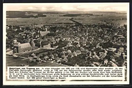 AK Memmingen, Ortsansicht vom Flugzeug aus