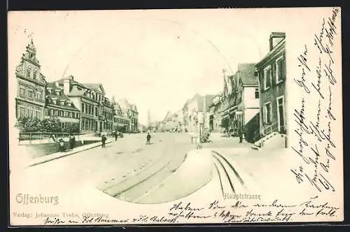 AK Offenburg, Blick in die Hauptstrasse