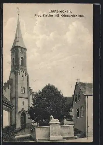 AK Lauterecken, Prot. Kirche mit Kriegerdenkmal