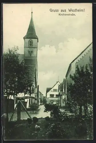 AK Westheim / Pfalz, Blick in die Kirchenstrasse