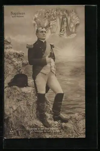 AK Napoleon in typischer Pose auf St. Helena