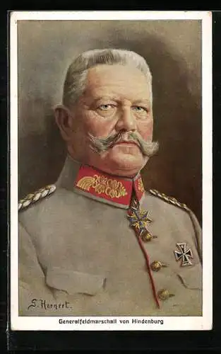 Künstler-AK Porträt Generalfeldmarschalls von Hindenburg