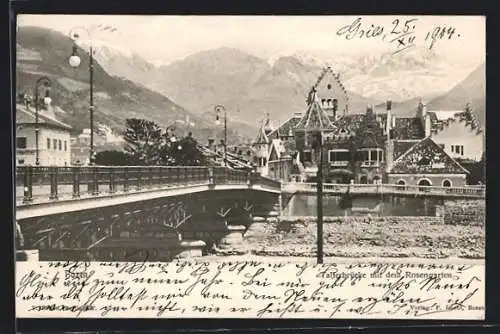 AK Bozen, Talferbrücke mit dem Rosengarten