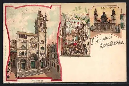 Lithographie Genova, S. Lorenzo, S. M. di Carignano