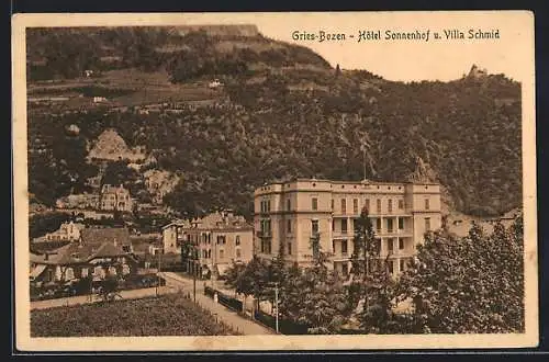AK Gries, Hotel Sonnenhof u. Villa Schmid