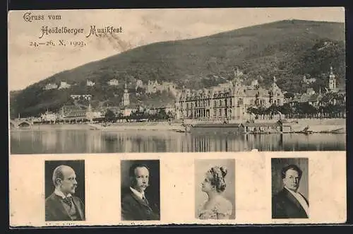 AK Heidelberg / Neckar, Musikfest 1903, Ortsansicht am Wasser