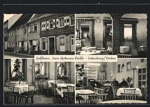 AK Ladenburg / Neckar, Gasthaus zum goldenen Hirsch, verschiedene Ansichten