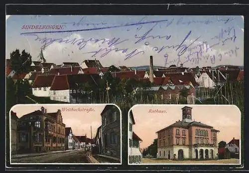 AK Sindelfingen, Wettbachstrasse, Rathaus, Ortsansicht