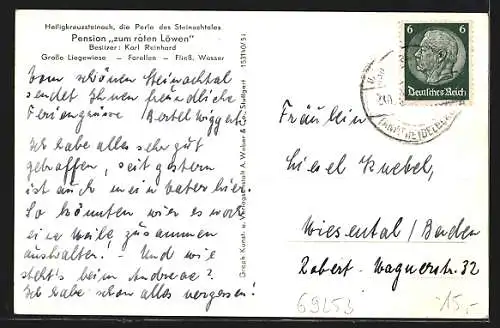 AK Heiligkreuzsteinach, Hotel-Pension zum roten Löwen