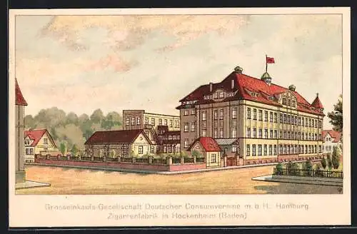AK Hockenheim /Baden, Grosseinkaufs-Gesellschaft Deutscher Consumvereine m.b.H. Hamburg, Zigarrenfabrik