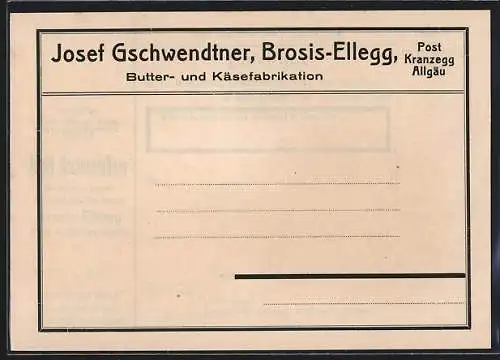 AK Brosis-Ellegg, Butter- und Käsefabrikation Josef Gschwendtner
