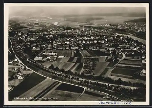 AK Kitzingen / Main, Totalansicht, Flugzeugaufnahme