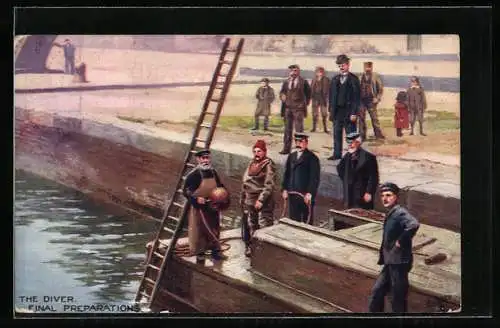 Künstler-AK The Diver, Final Preparation
