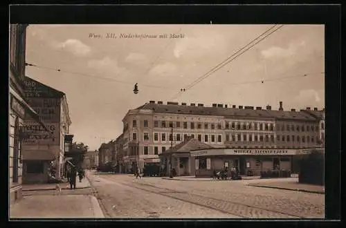 AK Wien, Niederhofstrasse mit Markt