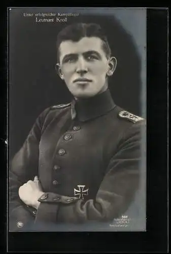 Foto-AK Sanke Nr. 597: Leutnant Kroll mit Eisernem Kreuz