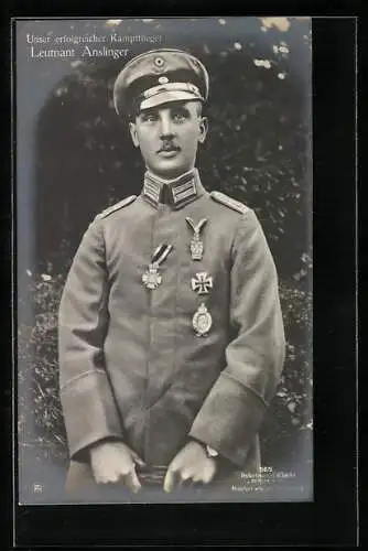 Foto-AK Sanke Nr. 565: Leutnant Anslinger mit Eisernem Kreuz