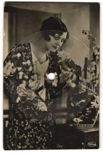 Schallplatten-AK Weco Tonbild-Postkarte, D. R. P. angem. Mappe VII. Dessin 124, Donizetti, Regimentstochter