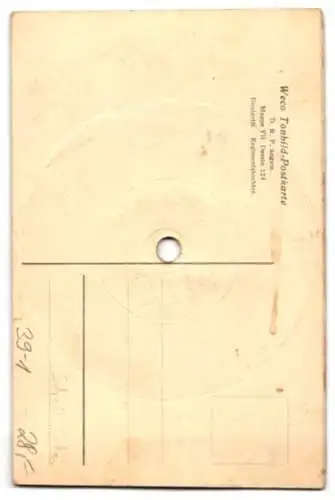 Schallplatten-AK Weco Tonbild-Postkarte, D. R. P. angem. Mappe VII. Dessin 124, Donizetti, Regimentstochter