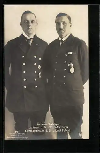 Foto-AK Sanke Nr. 640: Wolfsflieger Leutnant d. R. Alexander Stein und Oberflugmeister d. S. I. Paul Fabeck