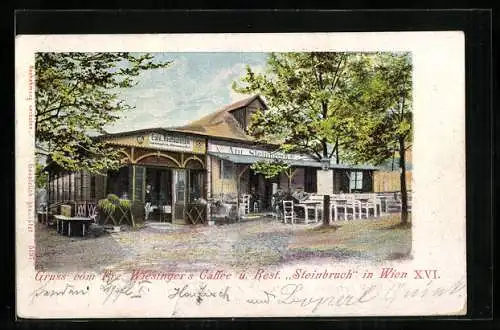 AK Wien, F. Wiessinger`s Cafe und Restaurant Steinbruch