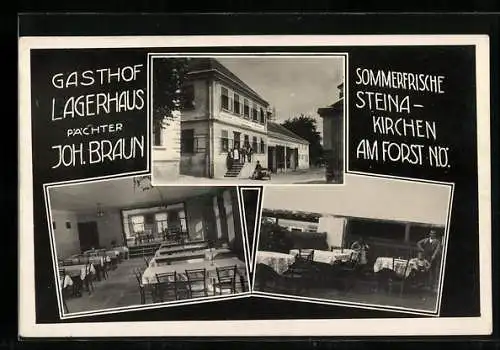 AK Steinakirchen am Forst, Gasthof Lagerhaus von Joh. Braun