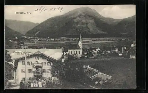 AK Kössen, Ortsansicht, Weisbacher`s Gasthaus und Handlung