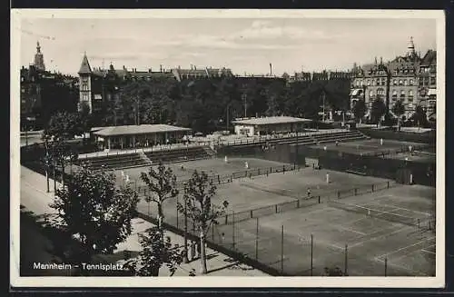 AK Mannheim, Tennisplatz aus der Vogelschau