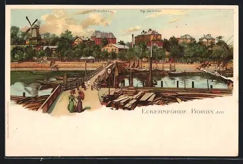 Lithographie Borby, Kreishaus und Kgl. Seminar