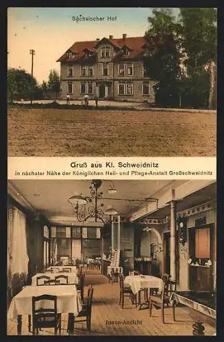 AK Kl. Schweidnitz, Sächsischer Hof, Innen-Ansicht
