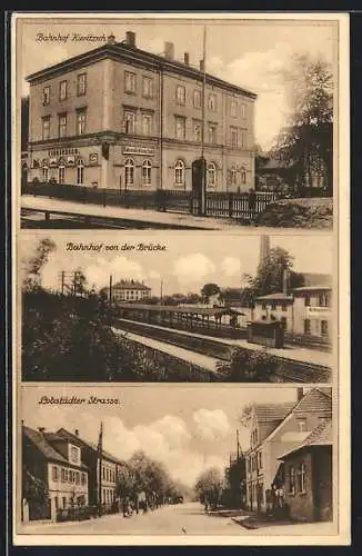 AK Kieritzsch, Bahnhof Kieritzsch, Bahnhof von der Brücke, Lobstädter Strasse