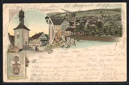 Lithographie Bammenthal, Gasthaus zur Krone, Teilansicht